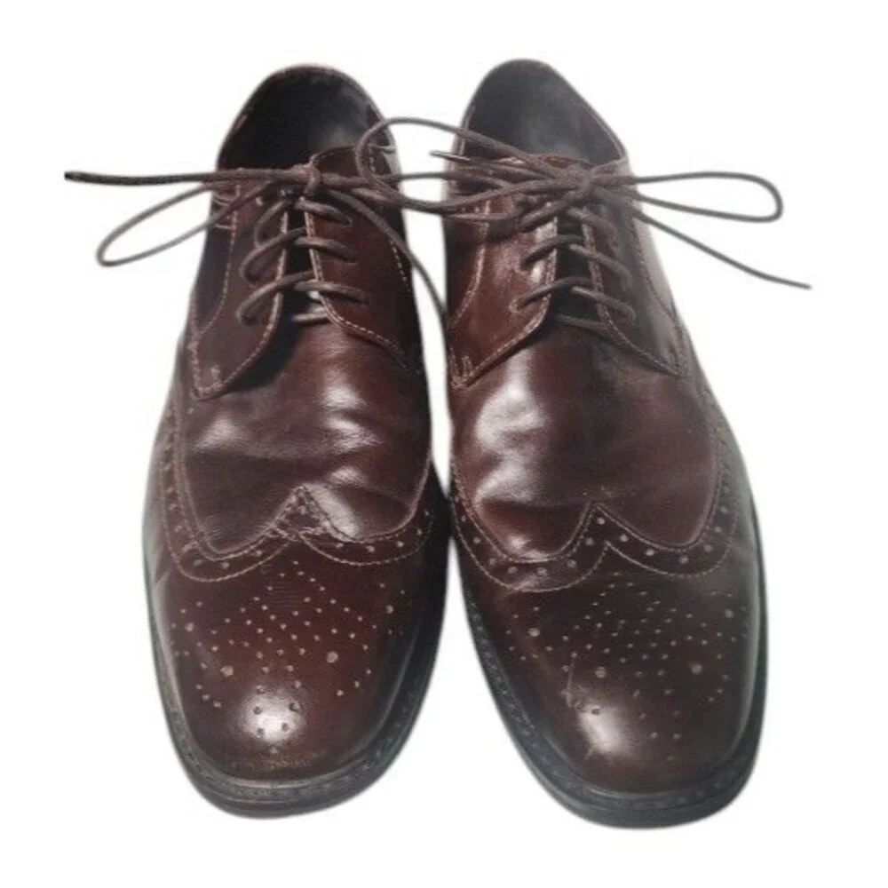 Natha Studio Mens Wingtip Brogue Derby Oxblood Leather Size 11.5D